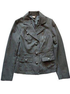 Olive Green MilitaryJacket Button Ambition Zipper Blazer NWOT sz S